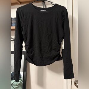 Pink Rose Black Long Sleeve Women's Top